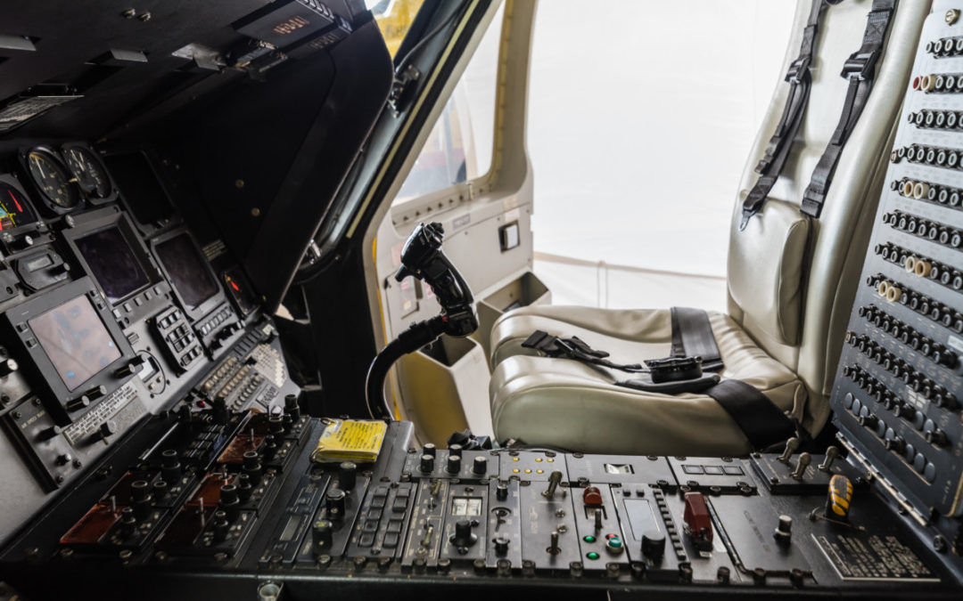 control stick in a helicopter cock pit