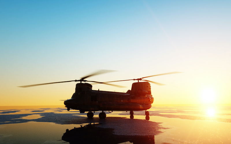 Military aircraft helicopter requiring precision grinding and precision ground components